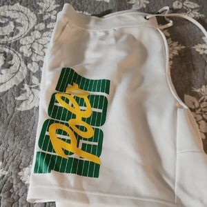 Beverly Hills Polo Club White Athletic Shorts with Green and Yellow Logo